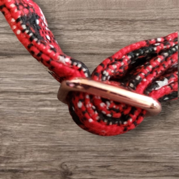 Christmas Plaid Dog Collar w/Rose Gold Buckles & Removable Bowtie w/Bell Size M - Picture 5 of 8